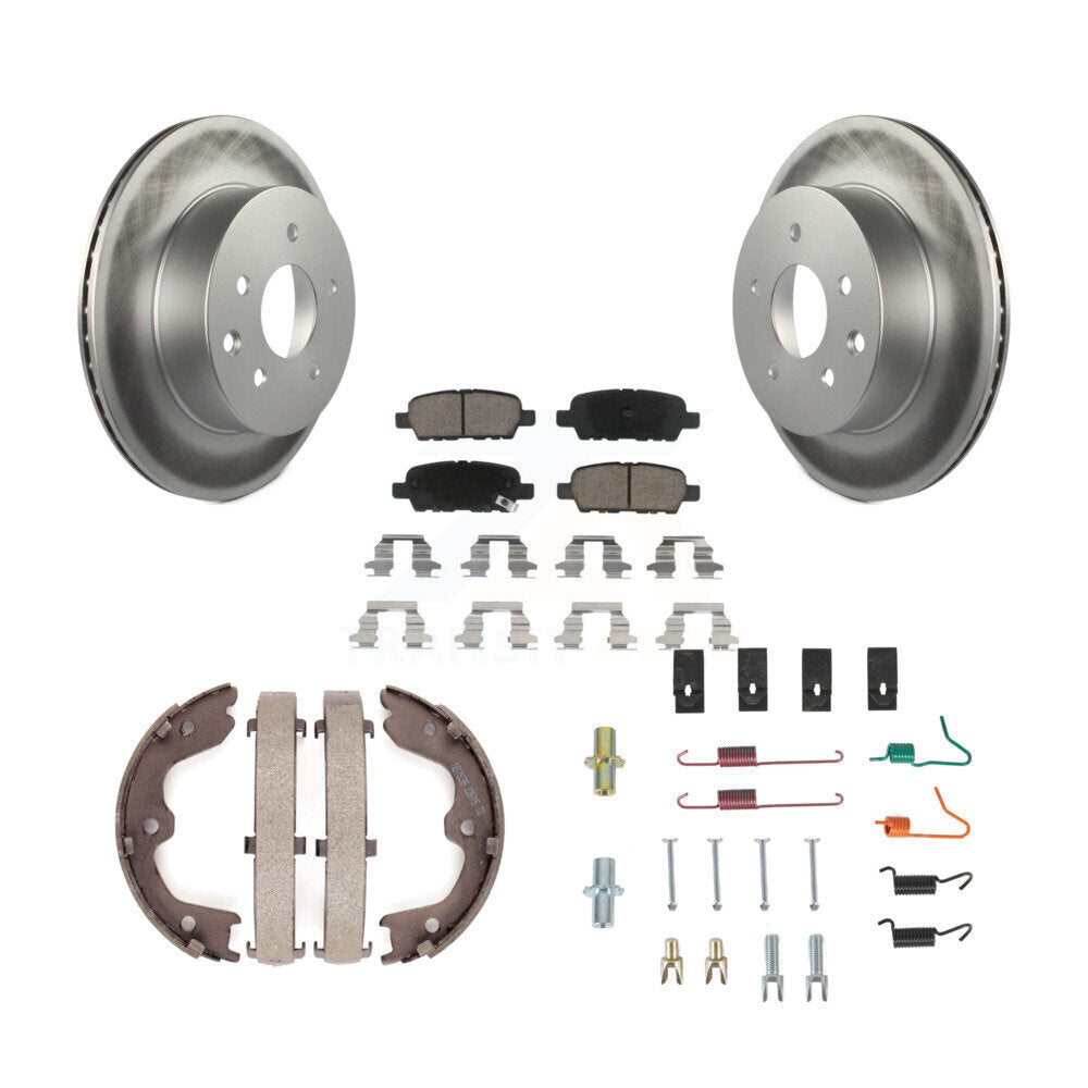 Rear Disc Coated Rotors Ceramic Pads Parking Shoes Hardware Kit For 05-06 Nissan X-Trail KGC-103733
