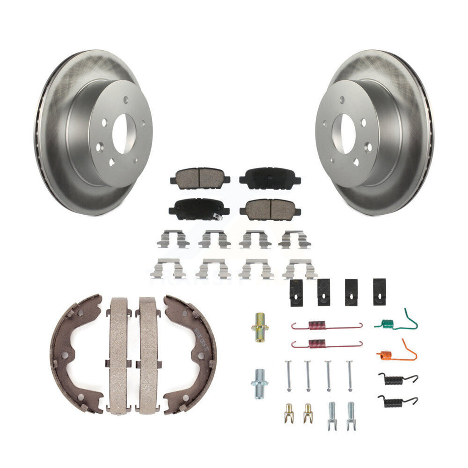 Rear Disc Coated Rotors Ceramic Pads Parking Shoes Hardware Kit For 05-06 Nissan X-Trail KGC-103733