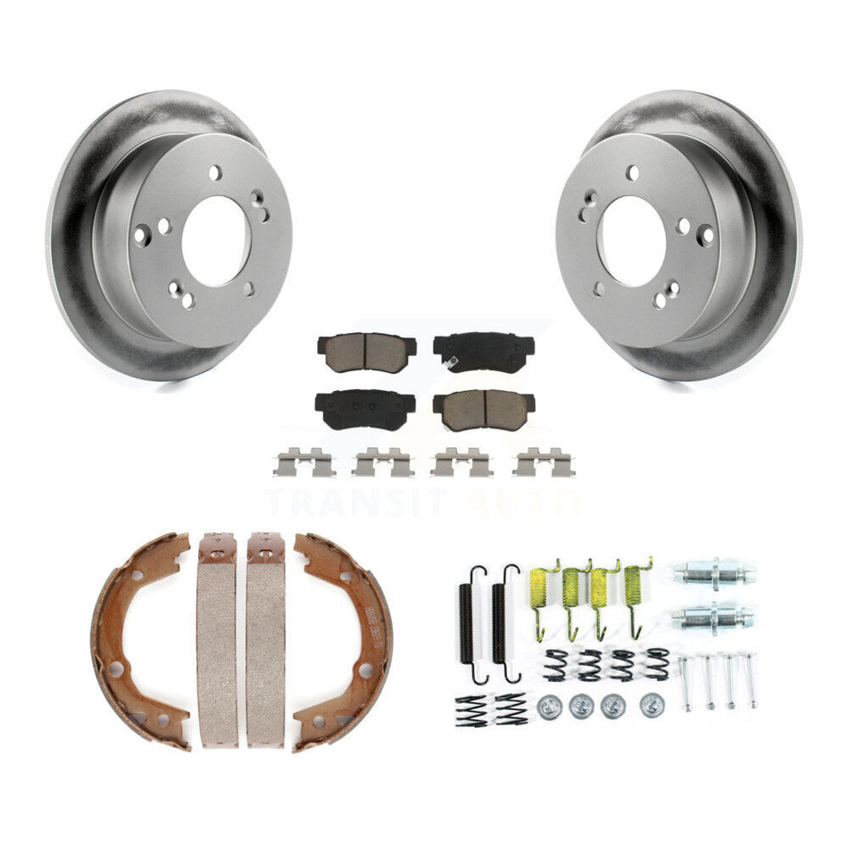 Rear Disc Coated Rotors Ceramic Pads Parking Brake Shoes And Hardware Kit For Kia Optima KGC-103734