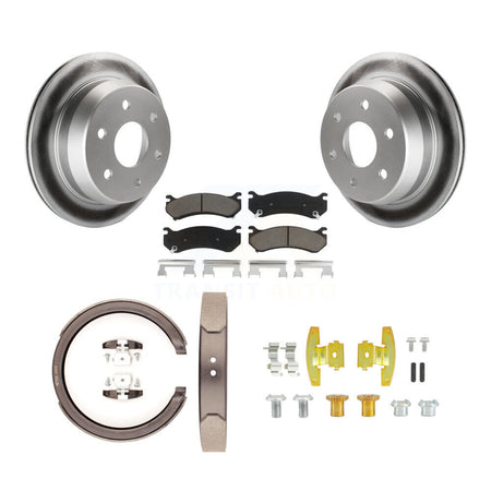 Rear Disc Coated Rotors Ceramic Pads Parking Brake Shoes And Hardware Kit For KGC-103738