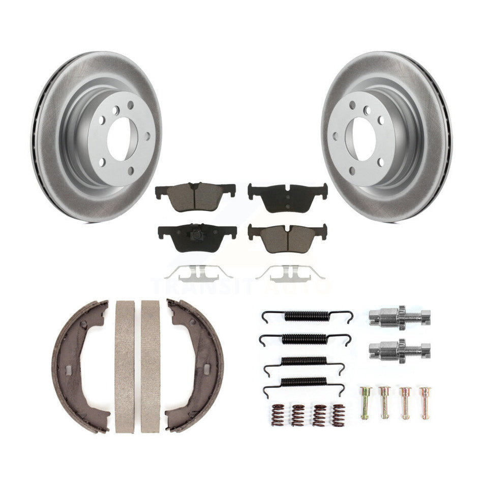 Rear Disc Coated Rotors Ceramic Pads Parking Brake Shoes And Hardware Kit For BMW 328i KGC-103742