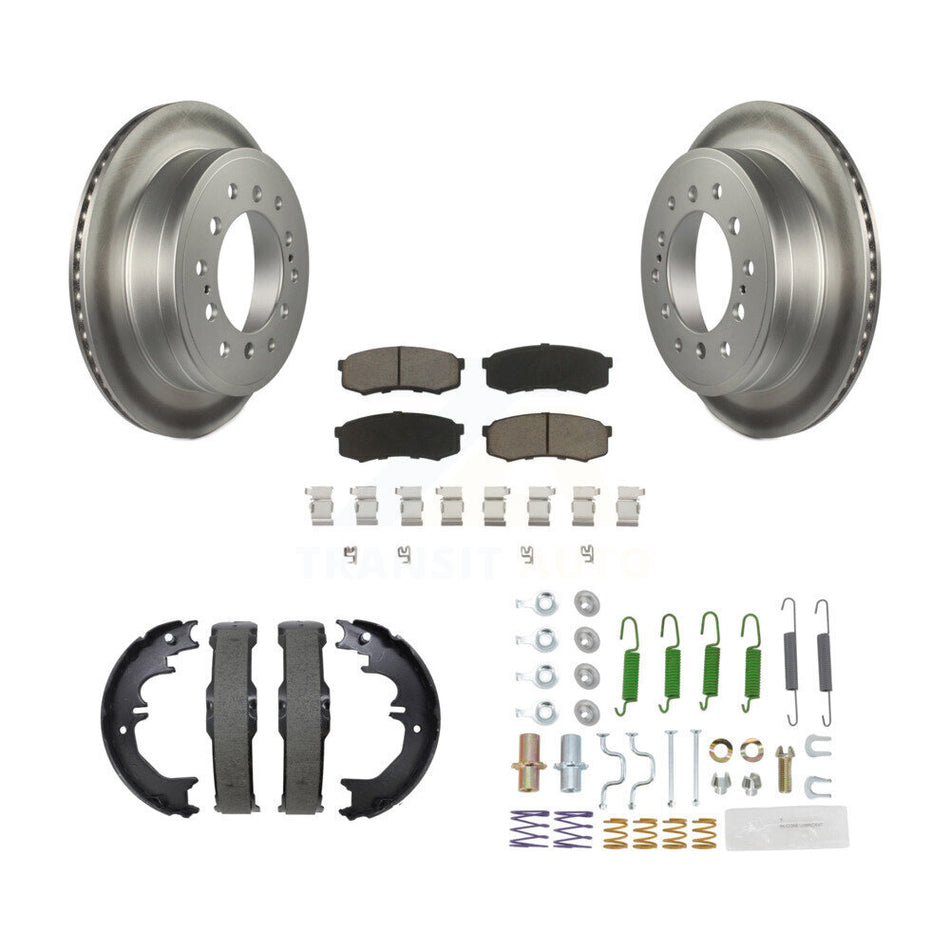 Rear Disc Coated Rotors Ceramic Pads Parking Shoes Hardware Kit For Toyota 4Runner Lexus KGC-103745