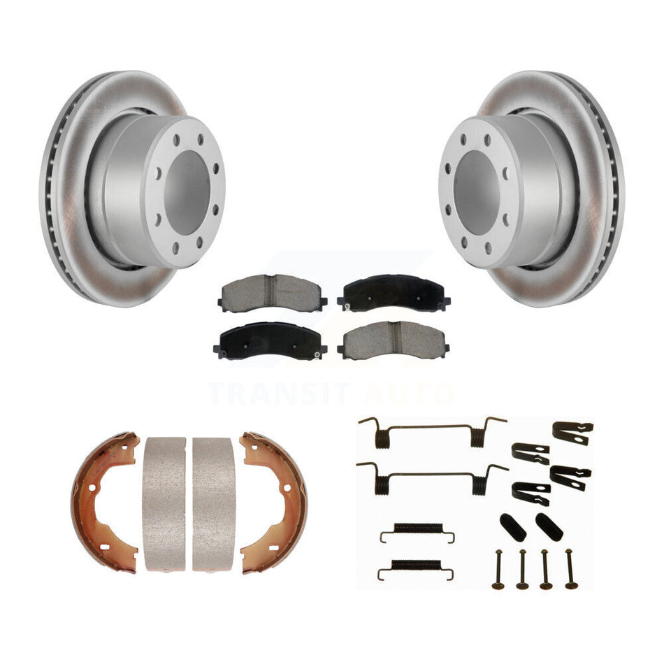 Rear Disc Coated Rotors Ceramic Pads Parking Brake Shoes And Hardware Kit For Ram 3500 KGC-103752