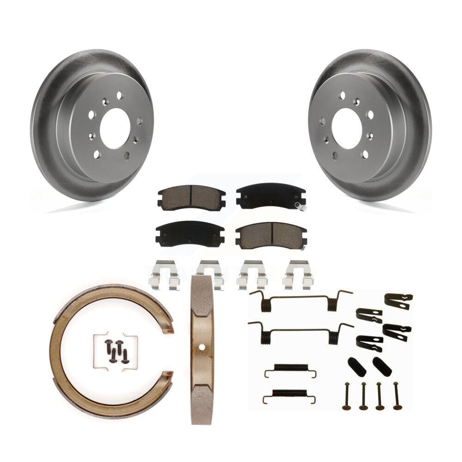 Rear Disc Coated Rotors Ceramic Pads Parking Shoes Hardware Kit For Buick LaCrosse Allure KGC-103754