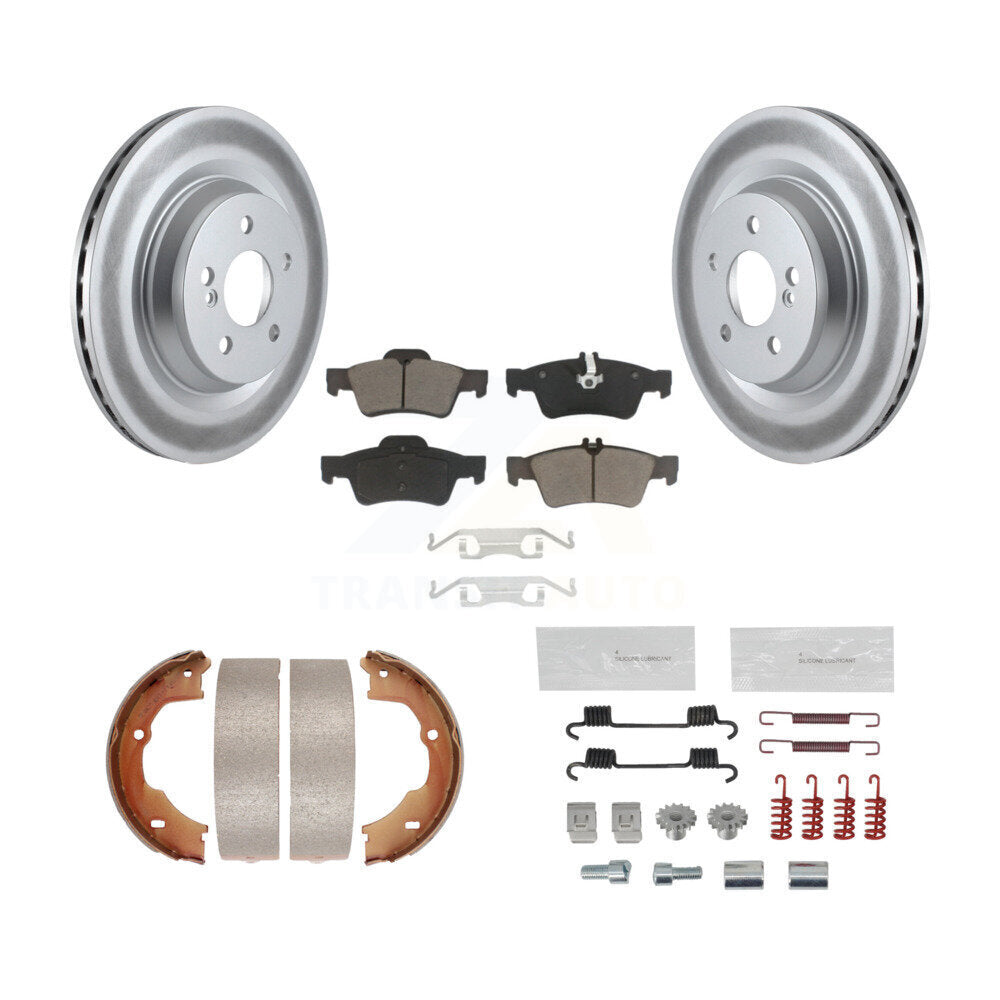 Rear Disc Coated Rotors Ceramic Pads Parking Shoes & Hardware Kit For Mercedes-Benz SL550 KGC-103760