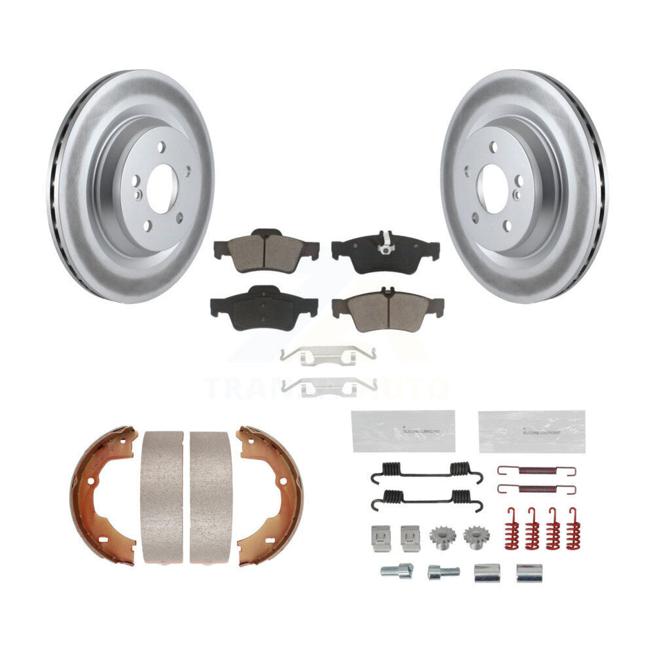 Rear Disc Coated Rotors Ceramic Pads Parking Shoes & Hardware Kit For Mercedes-Benz SL550 KGC-103760