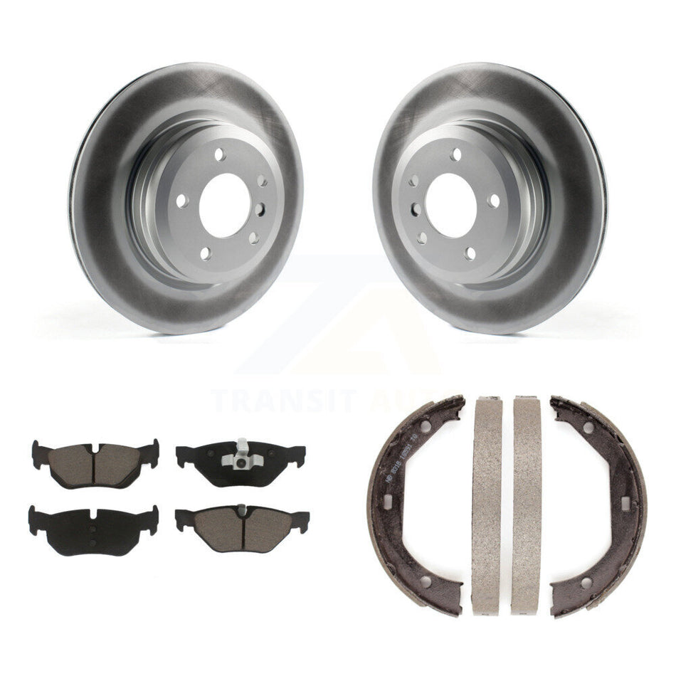 Rear Disc Coated Rotors Ceramic Pads & Parking Brake Shoes Kit For 2012 BMW X1 xDrive28i KGC-103761