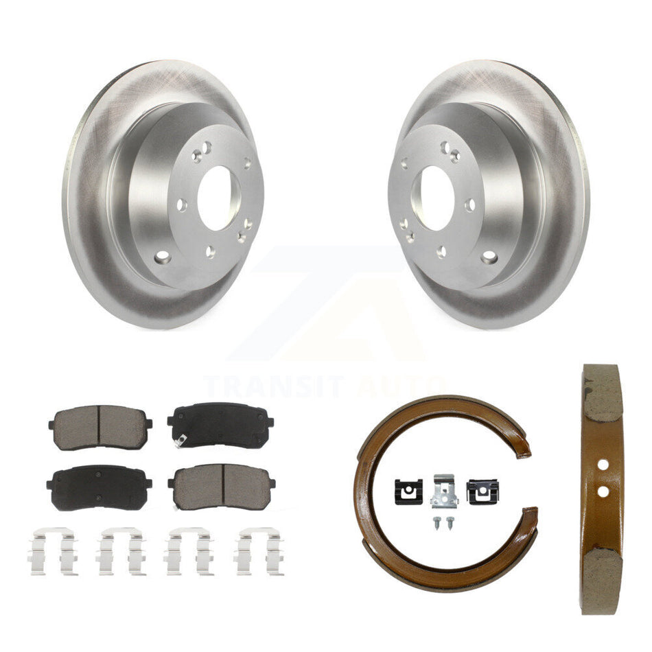 Rear Disc Coated Rotors Ceramic Pads And Parking Brake Shoes Kit For Kia Sedona KGC-103762