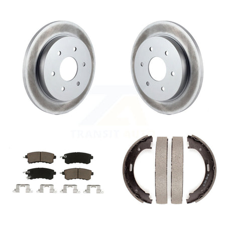 Rear Disc Coated Rotors Ceramic Pads Parking Shoes Kit For Nissan Armada With Solid Rotor KGC-103763