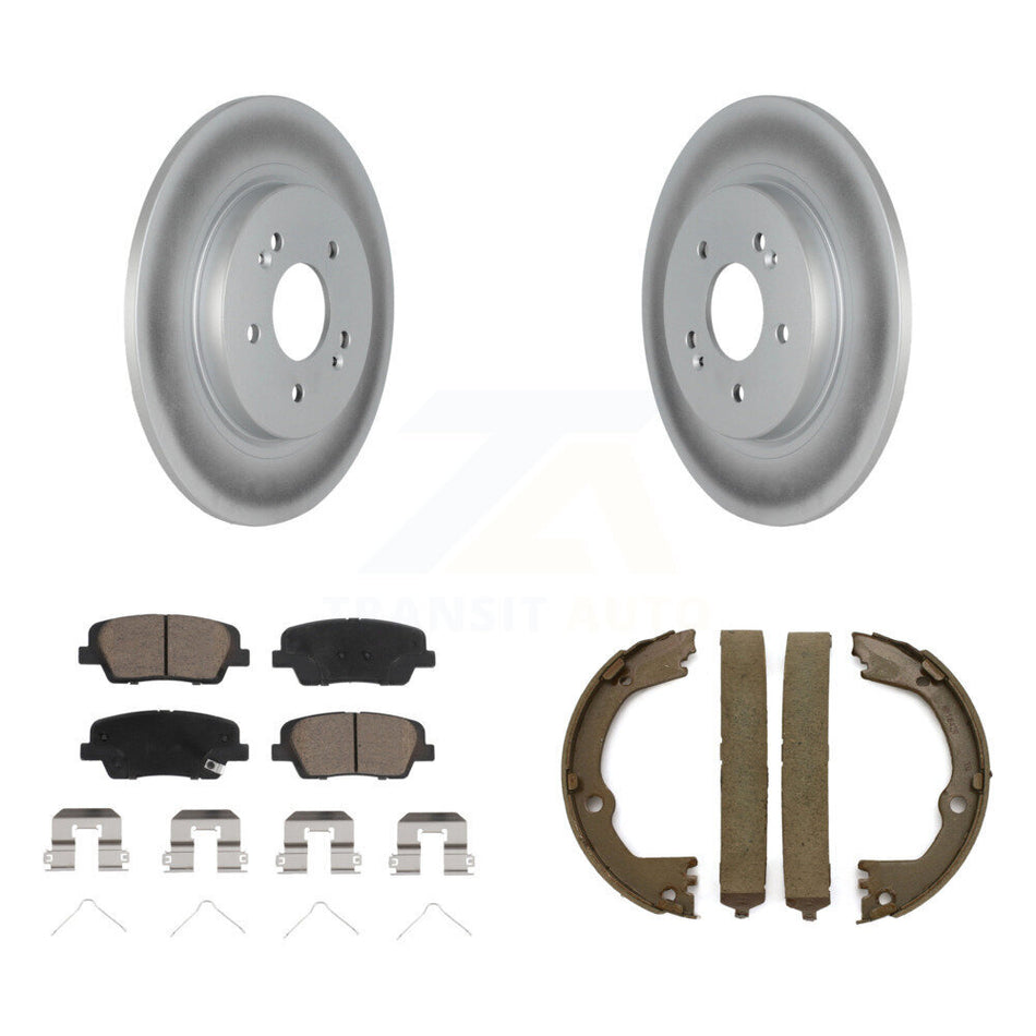 Rear Disc Coated Rotors Ceramic Pads And Parking Brake Shoes Kit For Hyundai Santa Fe KGC-103766