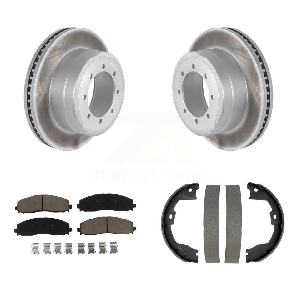 Rear Disc Coated Rotors Ceramic Pads & Parking Shoes Kit For Ford F-350 Super Duty F-250 KGC-103769