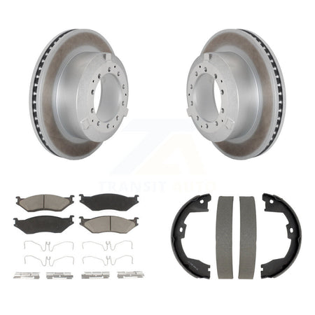 Rear Disc Coated Rotors Ceramic Pads & Parking Brake Shoes Kit For Ford F-450 Super Duty KGC-103770