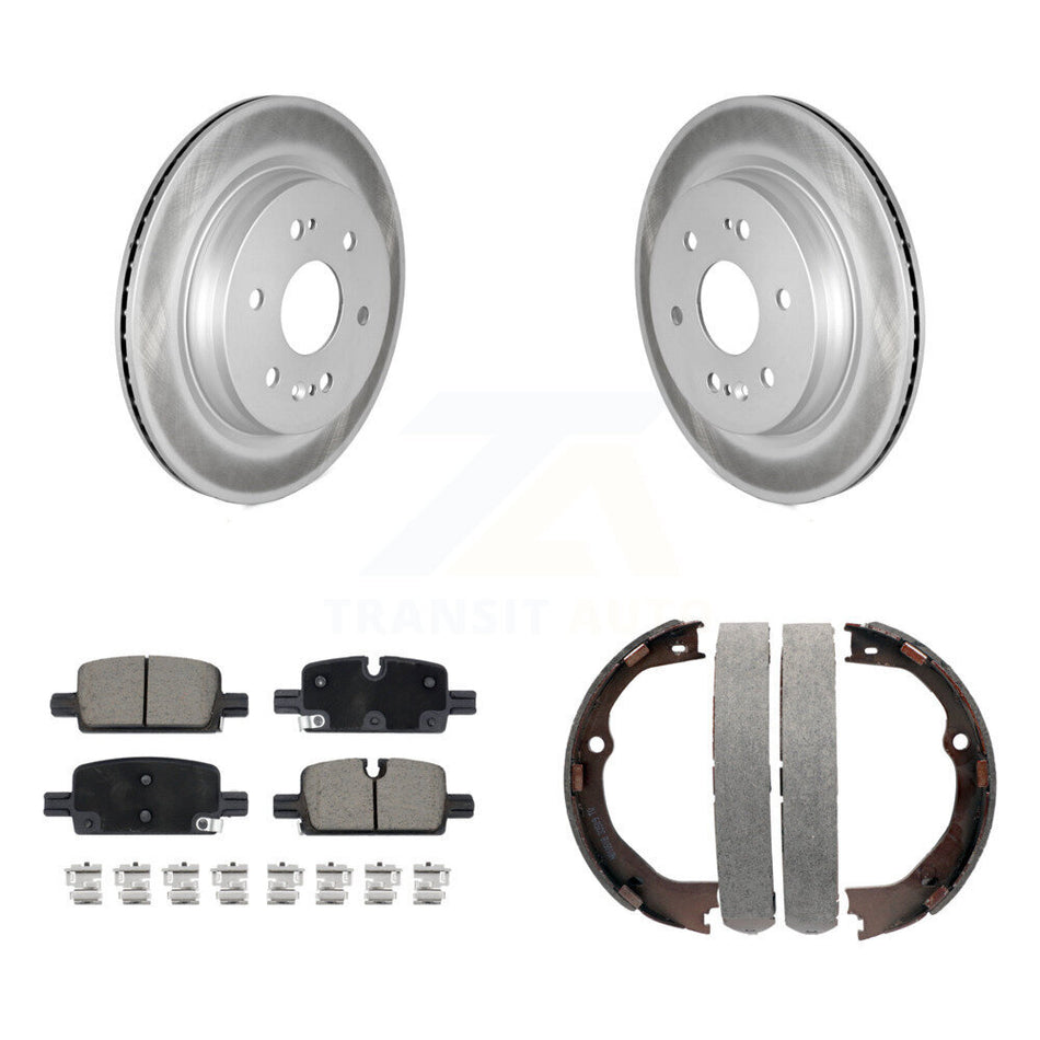 Rear Disc Coated Rotors Ceramic Pads And Parking Brake Shoes Kit For GMC Yukon XL KGC-103772