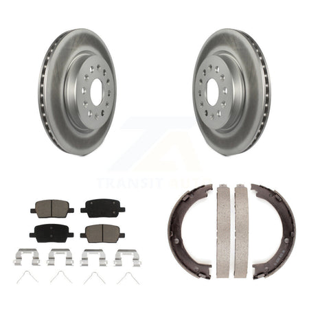 Rear Disc Coated Rotors Ceramic Pads And Parking Brake Shoes Kit For 2017 GMC Acadia KGC-103781