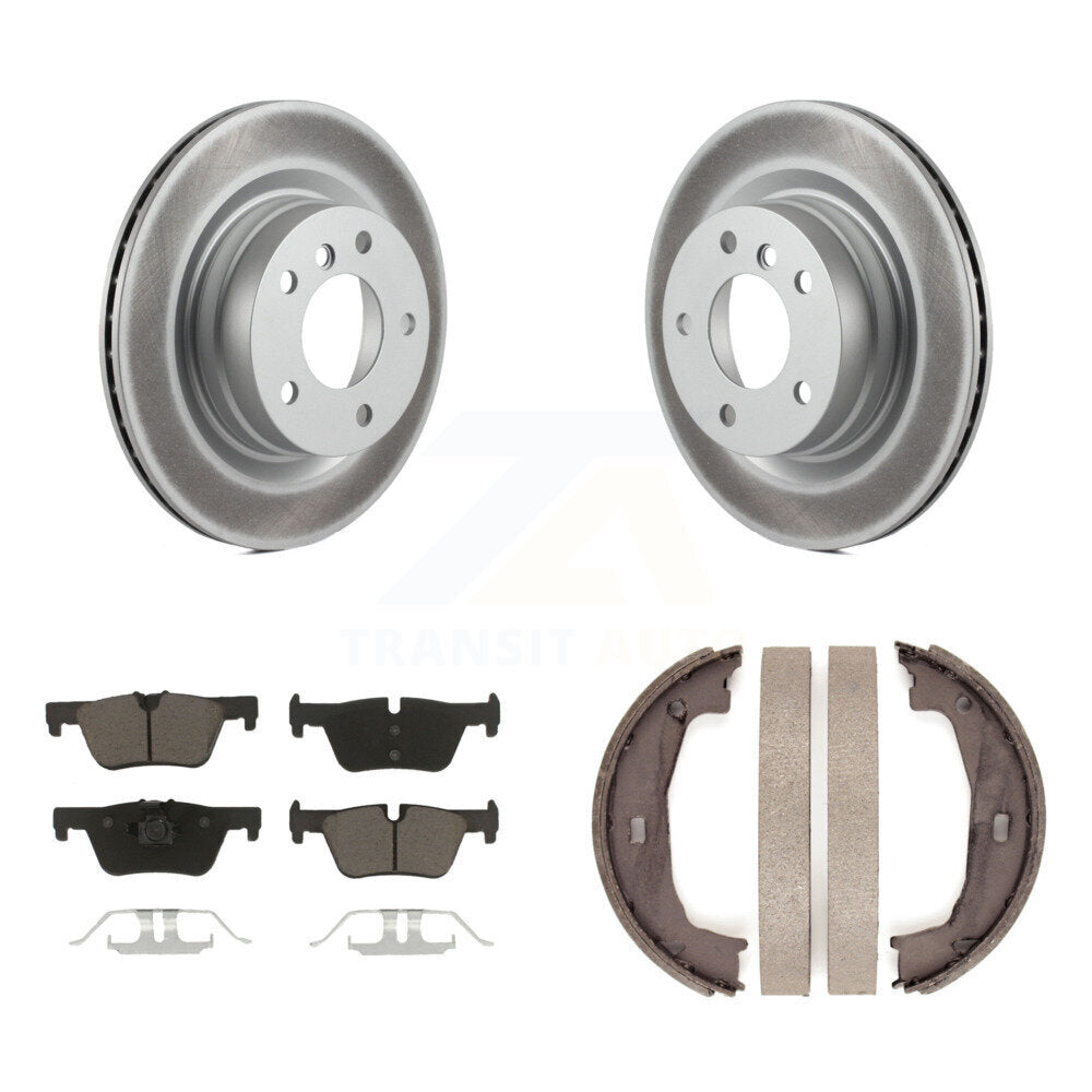 Rear Disc Coated Rotors Ceramic Pads And Parking Brake Shoes Kit For BMW 328i KGC-103782
