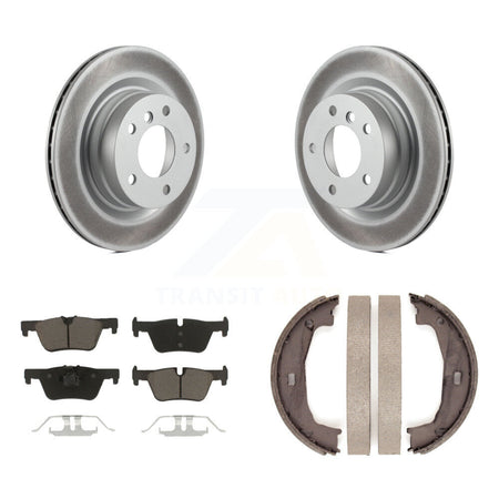 Rear Disc Coated Rotors Ceramic Pads And Parking Brake Shoes Kit For BMW 328i KGC-103782