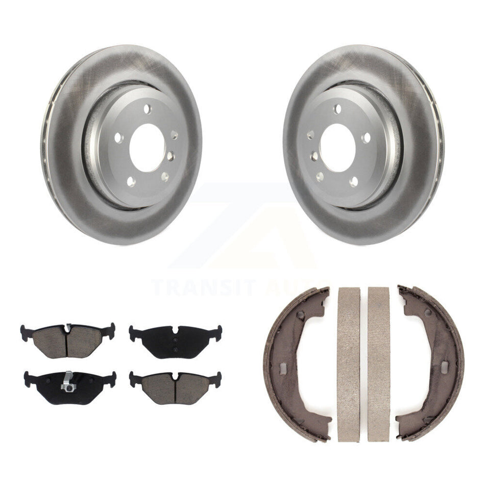 Rear Disc Coated Rotors Ceramic Pads And Parking Brake Shoes Kit For BMW 320i KGC-103783
