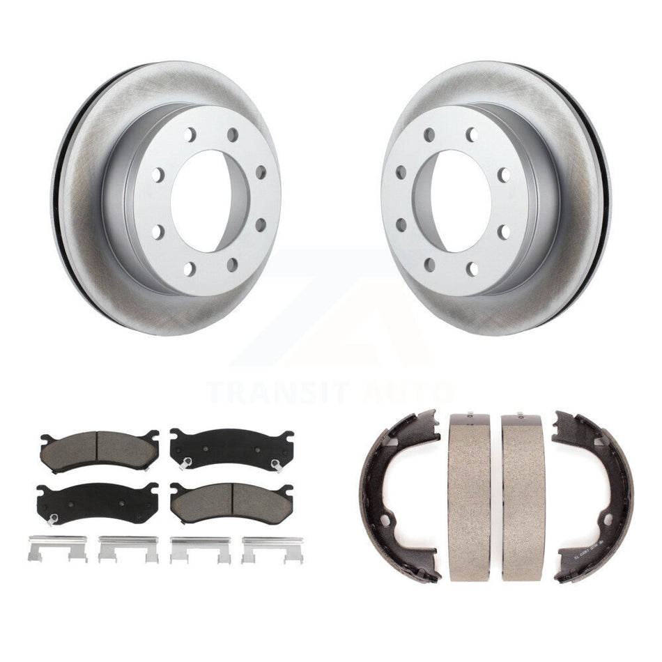 Rear Disc Coated Rotors Ceramic Pads And Parking Brake Shoes Kit For 2008-2009 Hummer H2 KGC-103790
