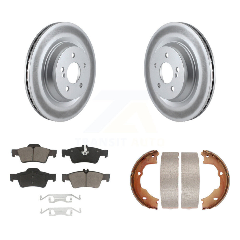 Rear Disc Coated Rotors Ceramic Pads And Parking Brake Shoes Kit For Mercedes-Benz SL550 KGC-103796
