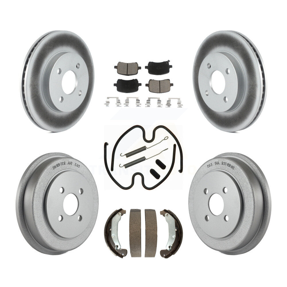 Front Rear Coated Brake Rotors Ceramic Pad Drum Kit (7Pc) For Pontiac G5 Disc rear brakes KGC-103797