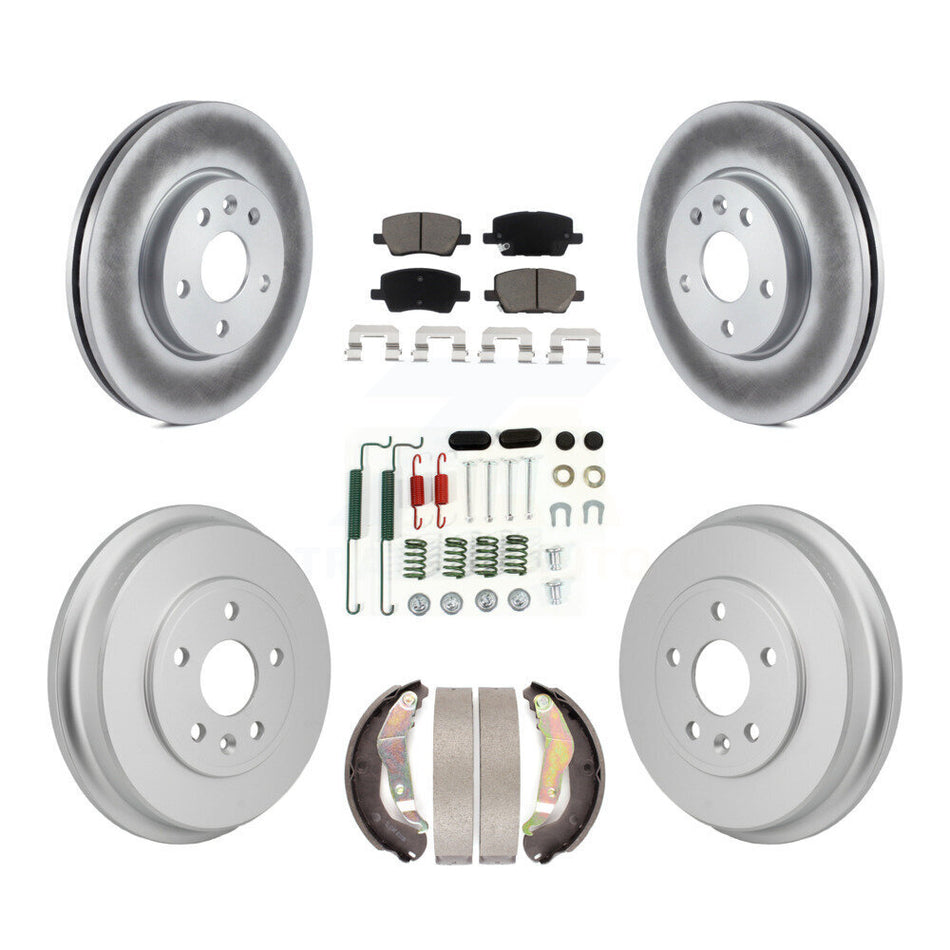 Front Rear Coated Disc Brake Rotors Ceramic Pad & Drum Kit (7Pc) For 2018 Chevrolet Sonic KGC-103798
