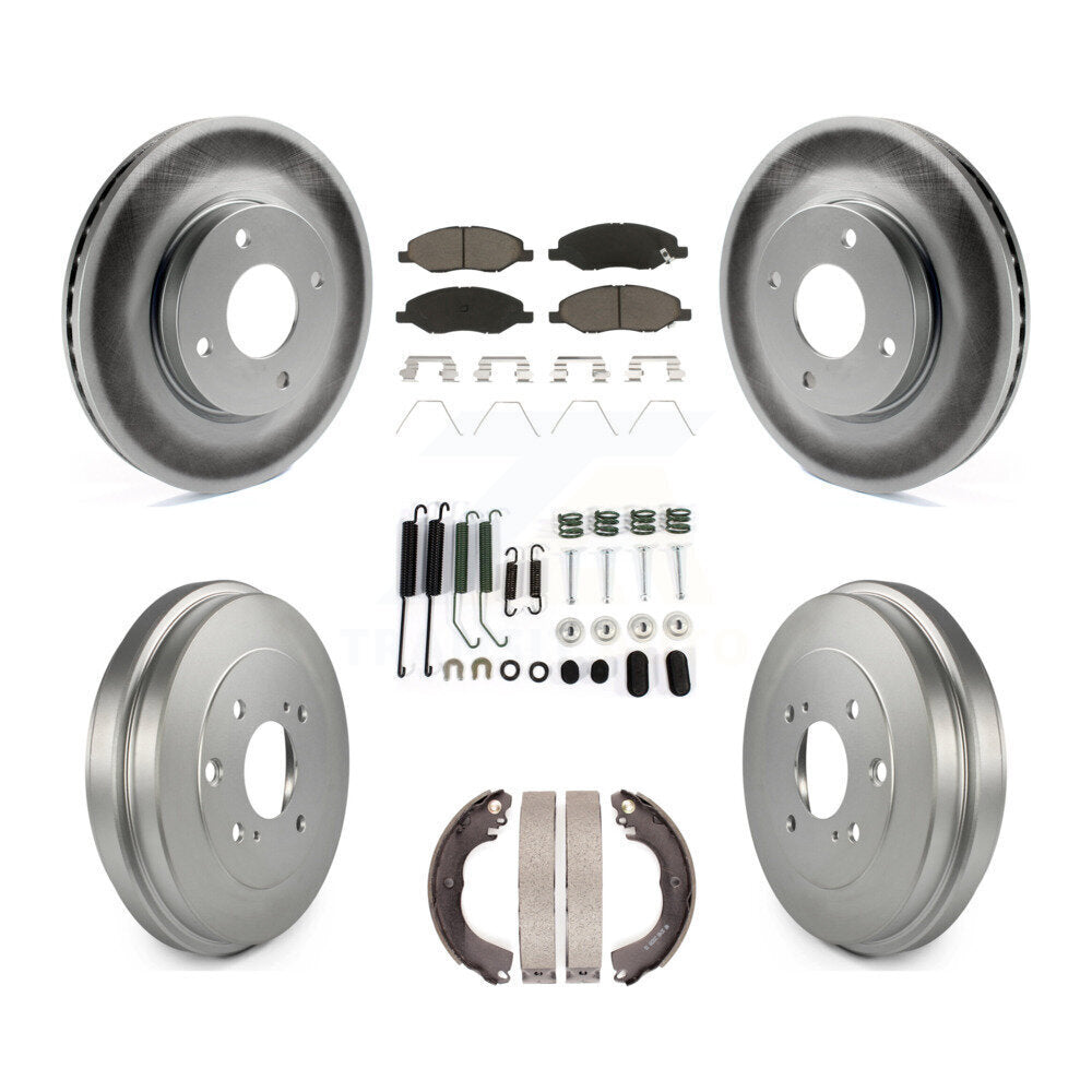 Front Rear Coat Brake Rotors Ceramic Pad Drum Kit (7Pc) For 2008 Nissan Versa 4-Wheel ABS KGC-103799