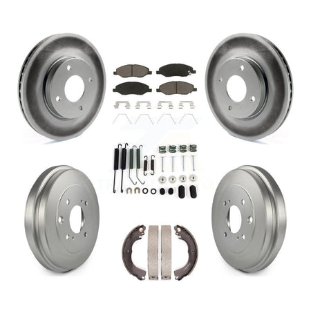 Front Rear Coat Brake Rotors Ceramic Pad Drum Kit (7Pc) For 2008 Nissan Versa 4-Wheel ABS KGC-103799