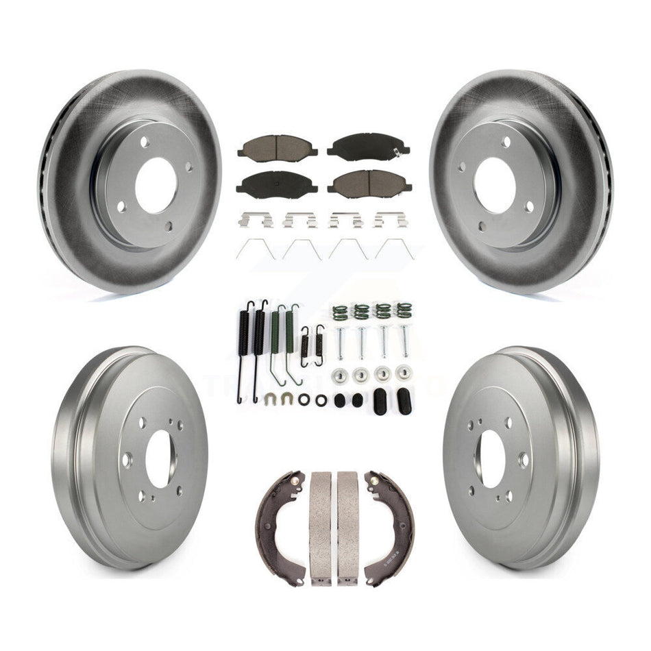 Front Rear Coat Brake Rotors Ceramic Pad Drum Kit (7Pc) For 2008 Nissan Versa 4-Wheel ABS KGC-103799