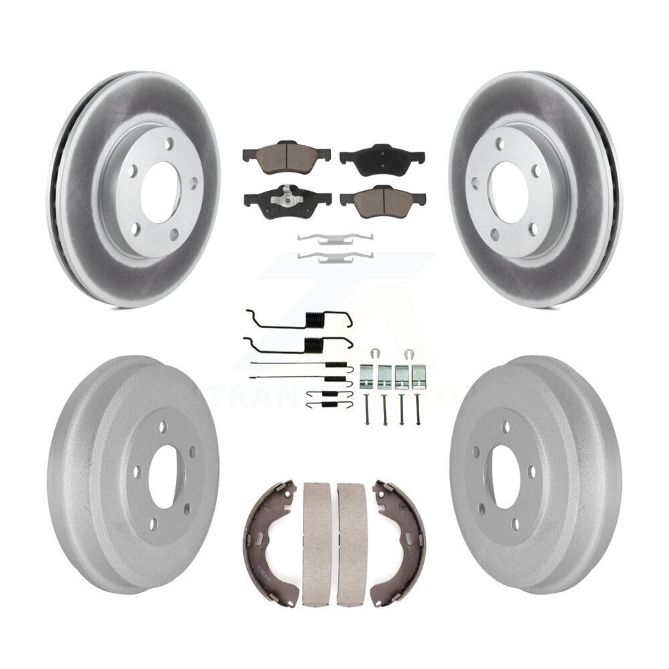 Front Rear Coated Disc Brake Rotors Ceramic Pads And Drum Kit (7Pc) For Mercury Mariner KGC-103801