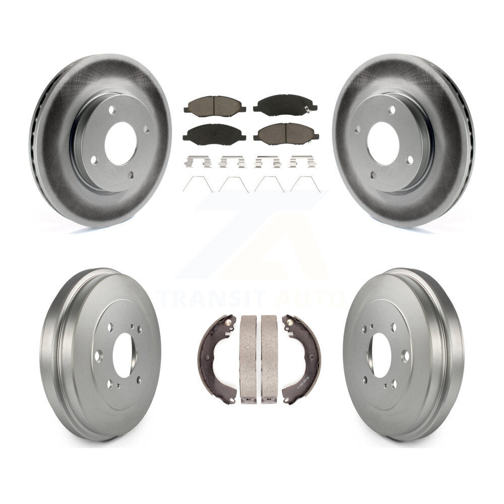 Front Rear Coated Disc Brake Rotor Ceramic Pad Drum Kit For 2008 Nissan Versa 4-Wheel ABS KGC-103804