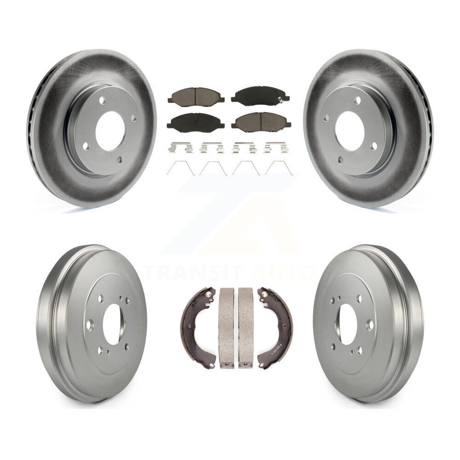 Front Rear Coated Disc Brake Rotor Ceramic Pad Drum Kit For 2008 Nissan Versa 4-Wheel ABS KGC-103804