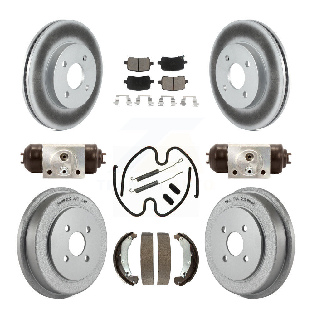 Front Rear Coated Brake Rotors Ceramic Pad Drum Kit (9Pc) For Pontiac G5 Disc rear brakes KGC-103808