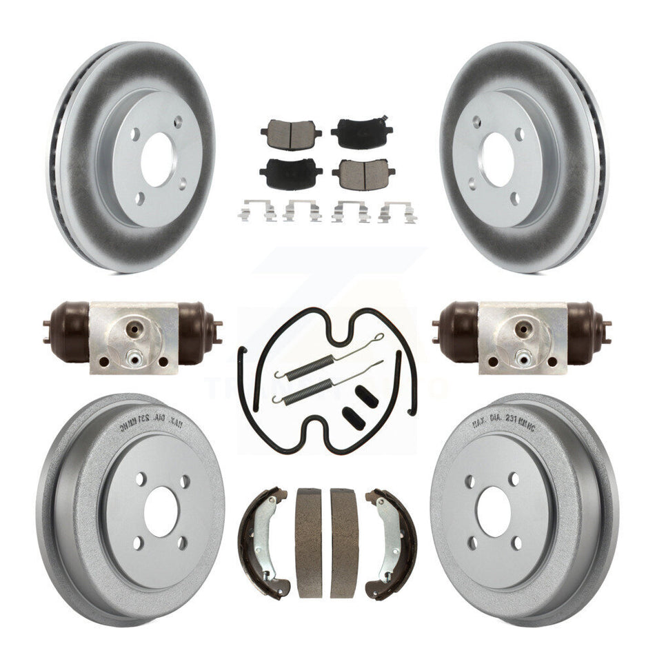 Front Rear Coated Brake Rotors Ceramic Pad Drum Kit (9Pc) For Pontiac G5 Disc rear brakes KGC-103808