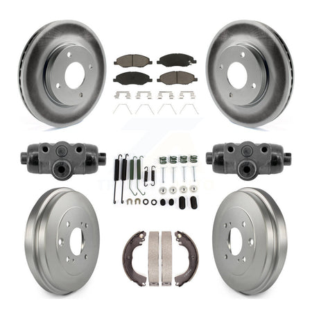 Front Rear Coat Brake Rotors Ceramic Pad Drum Kit (9Pc) For 2008 Nissan Versa 4-Wheel ABS KGC-103809