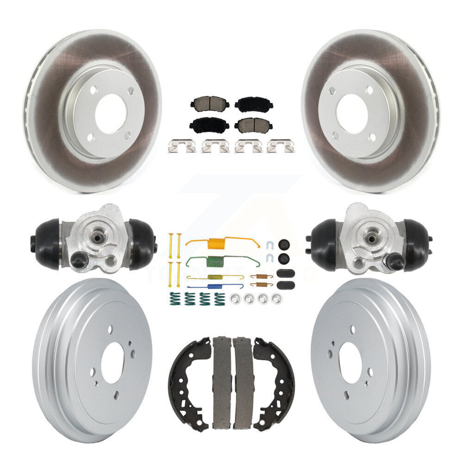 Front Rear Coated Disc Brake Rotors Ceramic Pad And Drum Kit (9Pc) For Nissan Kicks Versa KGC-103811