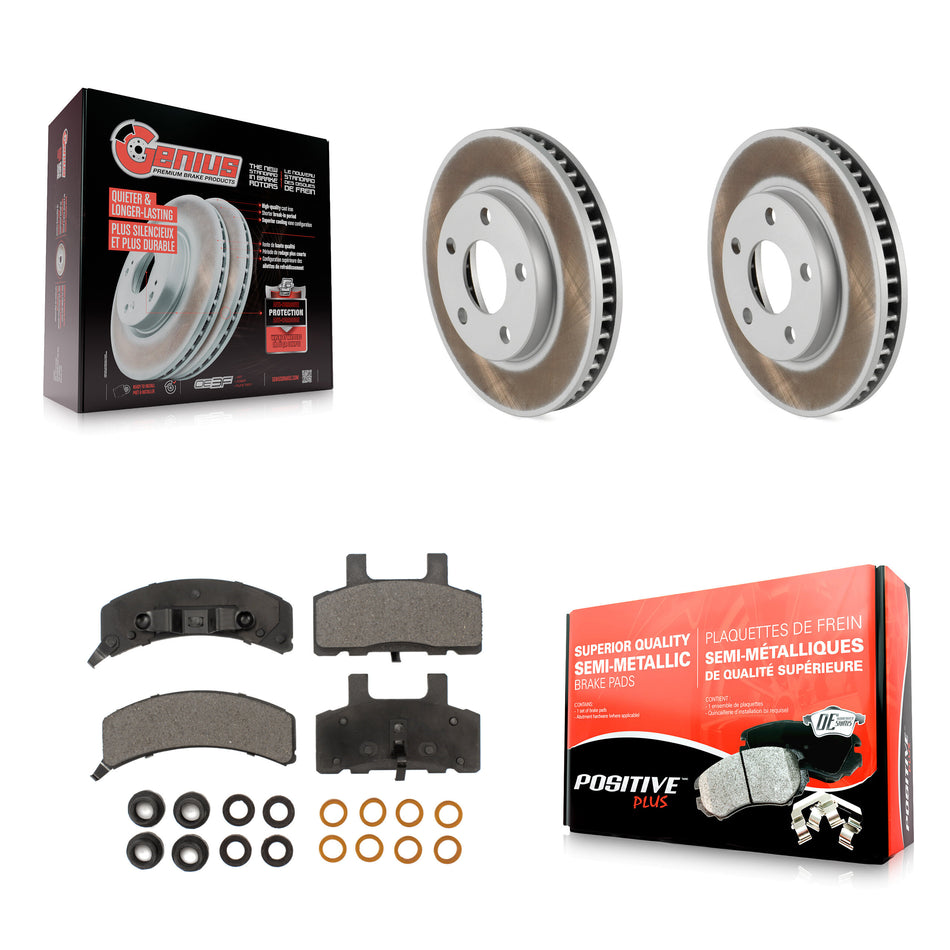 Front Coated Disc Brake Rotors And Semi-Metallic Pads Kit For Cadillac DeVille Fleetwood 60 Special Commercial Chassis KGF-100003
