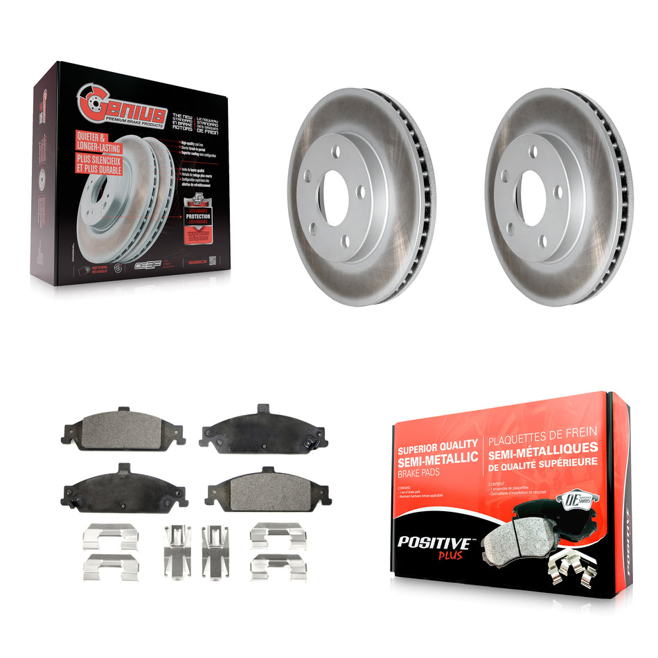 Front Coated Disc Brake Rotors And Semi-Metallic Pads Kit For Chevrolet Pontiac Grand Am Malibu Oldsmobile Alero Classic Cutlass KGF-100007