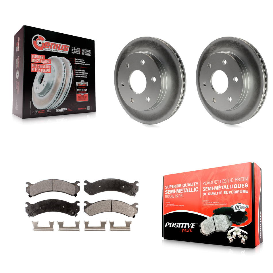 Front Coated Disc Brake Rotors And Semi-Metallic Pads Kit For 2006-2006 Chevrolet Express 2500 GMC Savana KGF-100010
