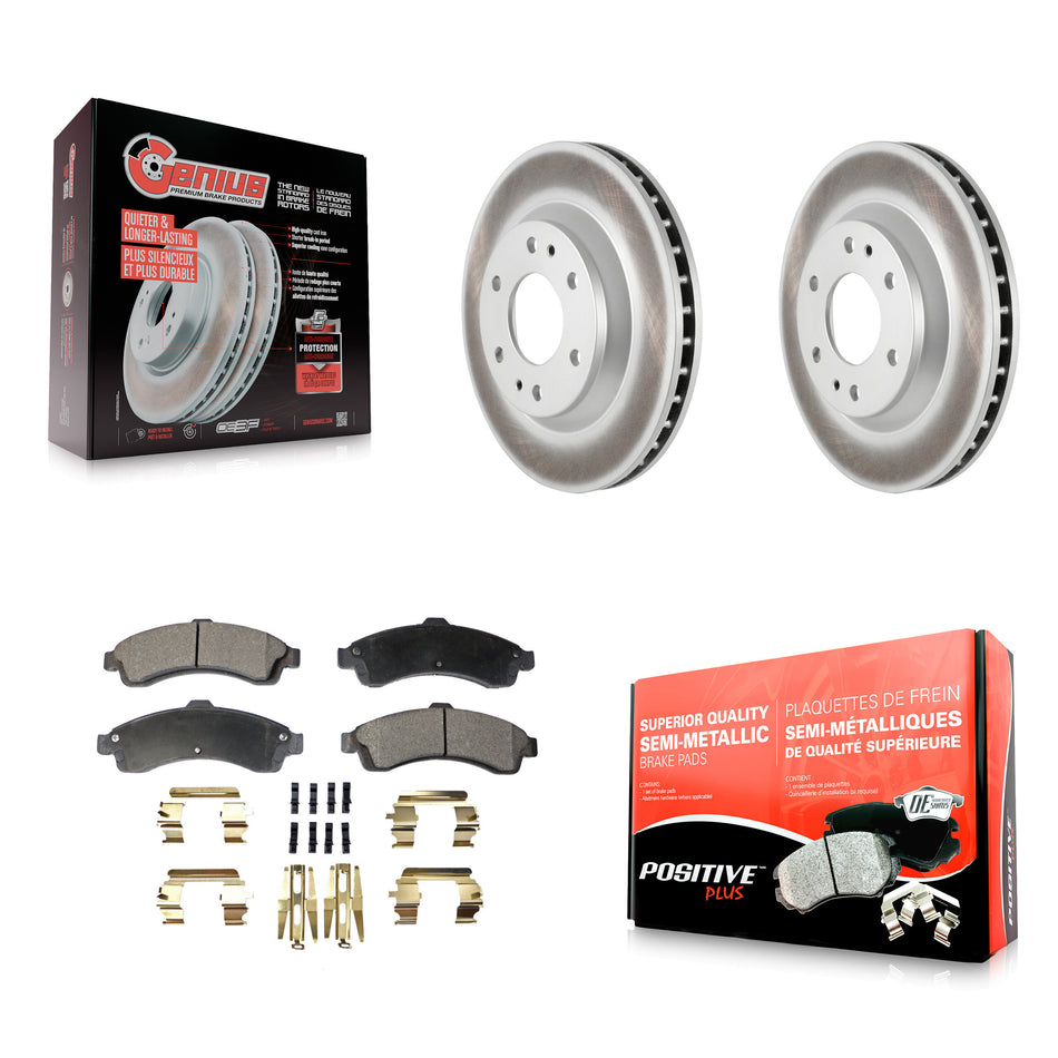 Front Coated Disc Brake Rotors And Semi-Metallic Pads Kit For Chevrolet Trailblazer GMC Envoy Buick Rainier Oldsmobile Bravada Isuzu Ascender KGF-100016