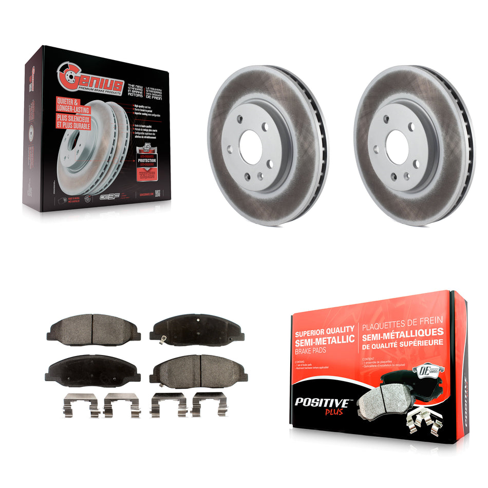 Front Coated Disc Brake Rotors And Semi-Metallic Pads Kit For Cadillac CTS KGF-100049