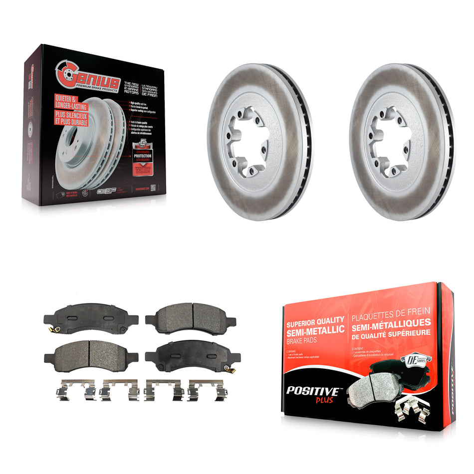 Front Coated Disc Brake Rotors And Semi-Metallic Pads Kit For Chevrolet Colorado GMC Canyon KGF-100051