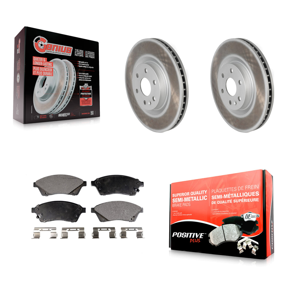 Front Coated Disc Brake Rotors And Semi-Metallic Pads Kit For Cadillac SRX Saab 9-4X KGF-100057
