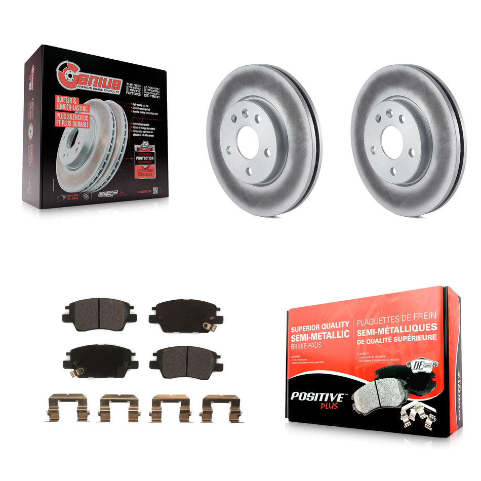 Front Coated Disc Brake Rotors And Semi-Metallic Pads Kit For Chevrolet Cruze Volt Bolt EV EUV KGF-100059