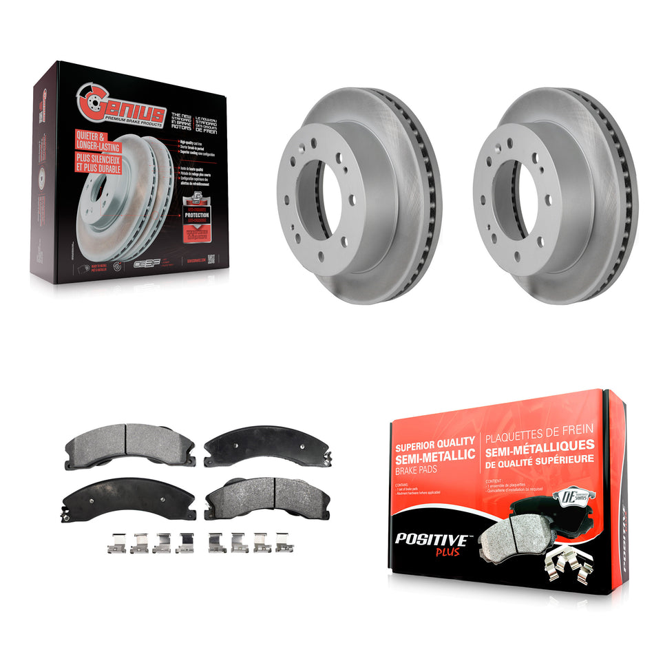 Front Coated Disc Brake Rotors And Semi-Metallic Pads Kit For Chevrolet Silverado 2500 HD GMC Sierra 3500 Suburban KGF-100062