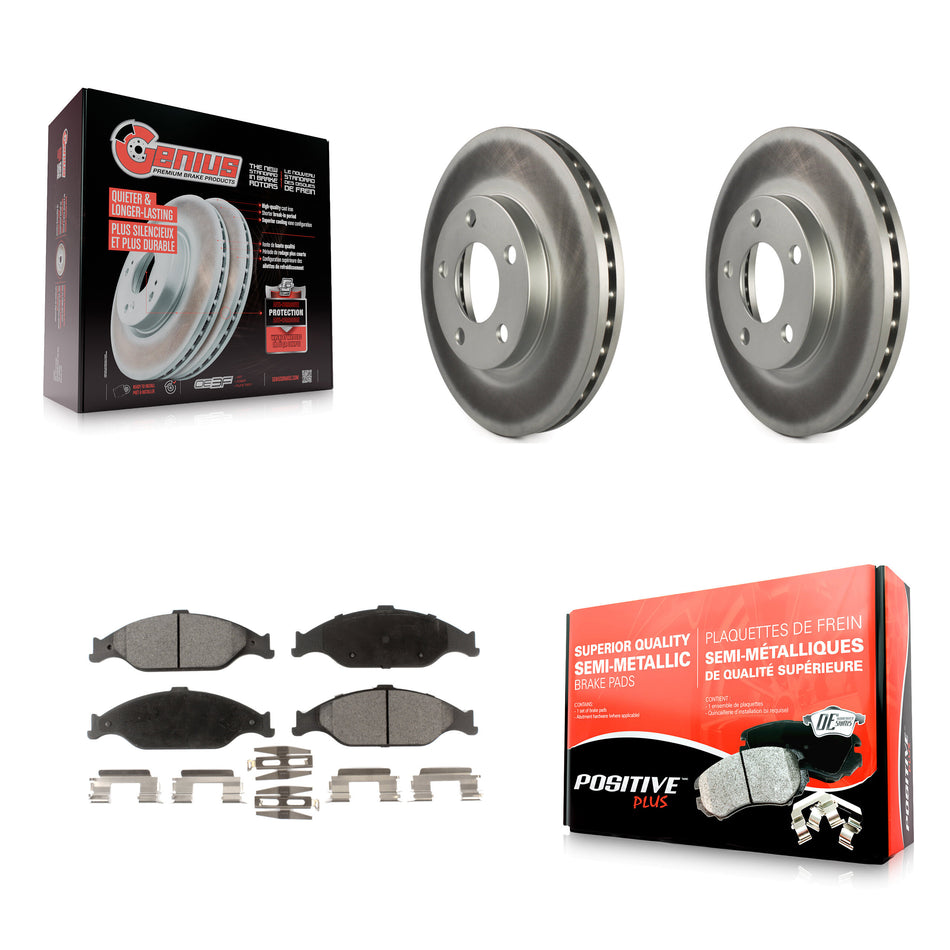 Front Coated Disc Brake Rotors And Semi-Metallic Pads Kit For Ford Mustang KGF-100072