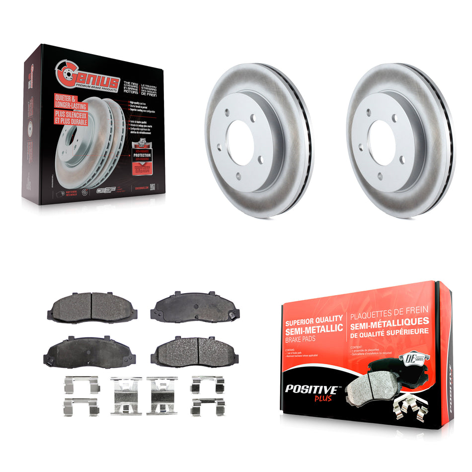 Front Coated Disc Brake Rotors And Semi-Metallic Pads Kit For Ford F-150 Heritage 4WD KGF-100076