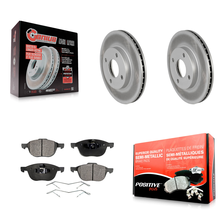 Front Coated Disc Brake Rotors And Semi-Metallic Pads Kit For 2004 Ford Focus LX Mid High SE ZTS ZTW ZX3 ZX5 From 04 05 KGF-100079