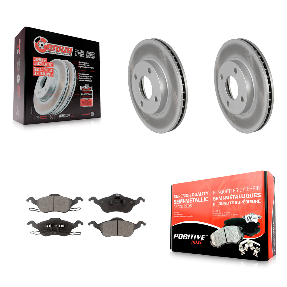 Front Coated Disc Brake Rotors And Semi-Metallic Pads Kit For Ford Focus KGF-100080