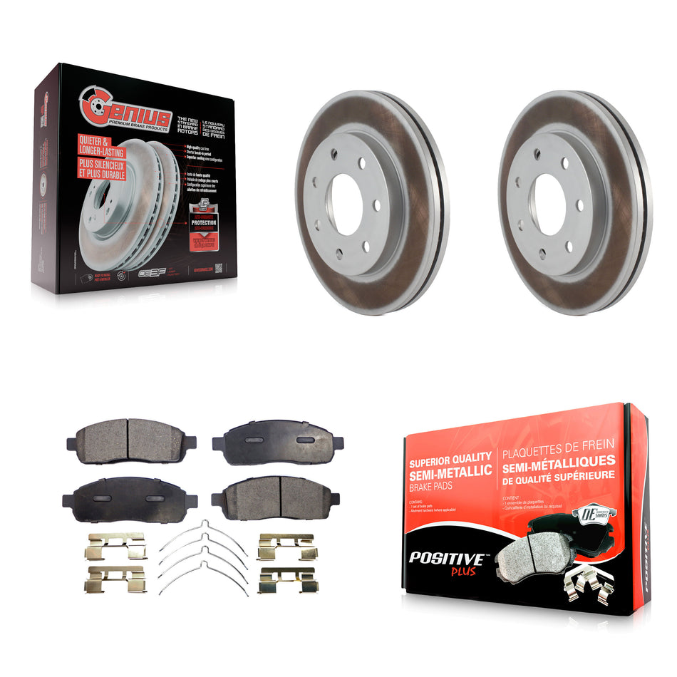 Front Coated Disc Brake Rotors And Semi-Metallic Pads Kit For Ford F-150 Lincoln Mark LT 4WD KGF-100090