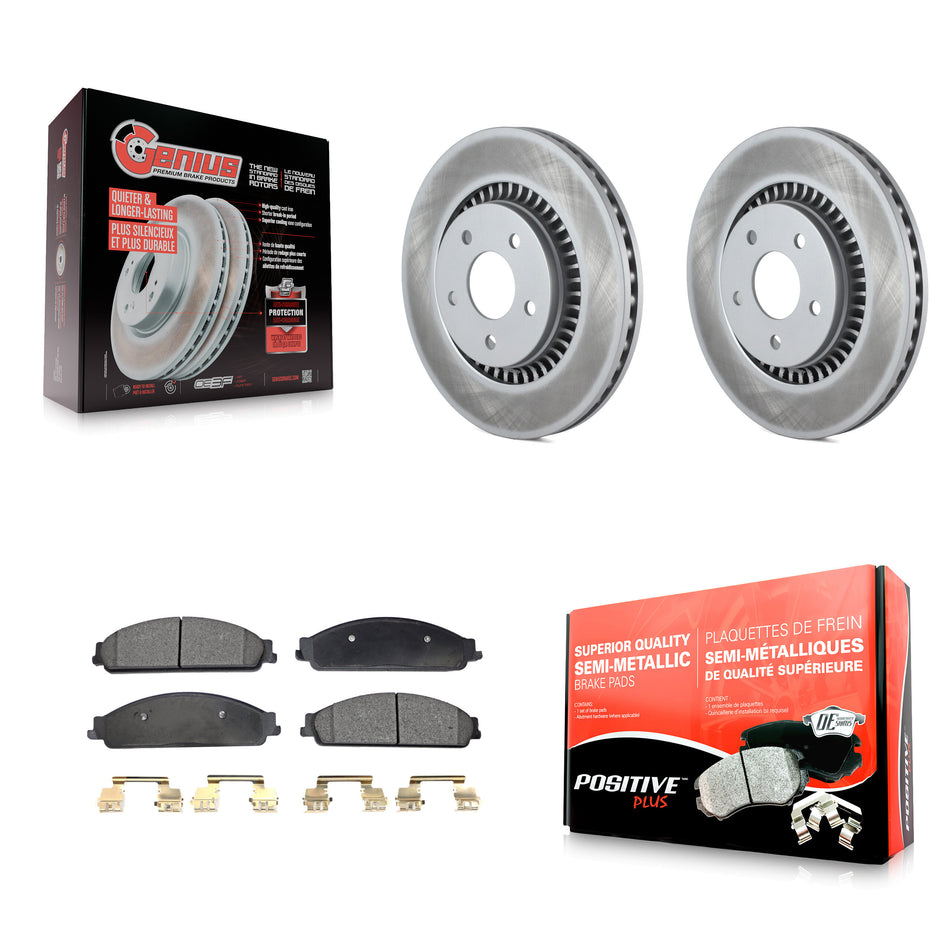 Front Coated Disc Brake Rotors And Semi-Metallic Pads Kit For Ford Five Hundred Freestyle Taurus Mercury Montego X Sable KGF-100097